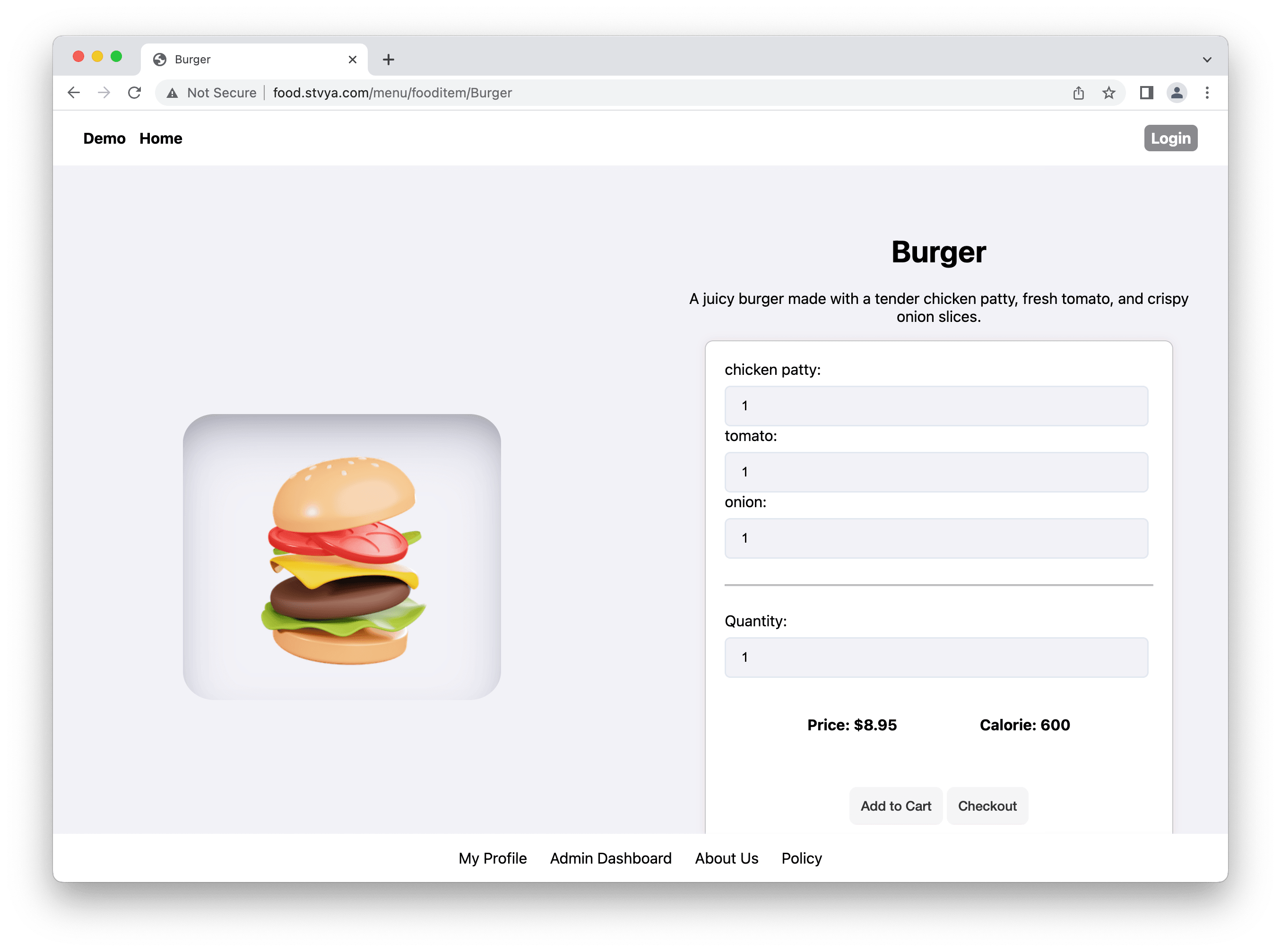 Food Application Screenshot 2