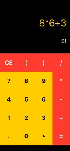 Calculator app showing calculation result