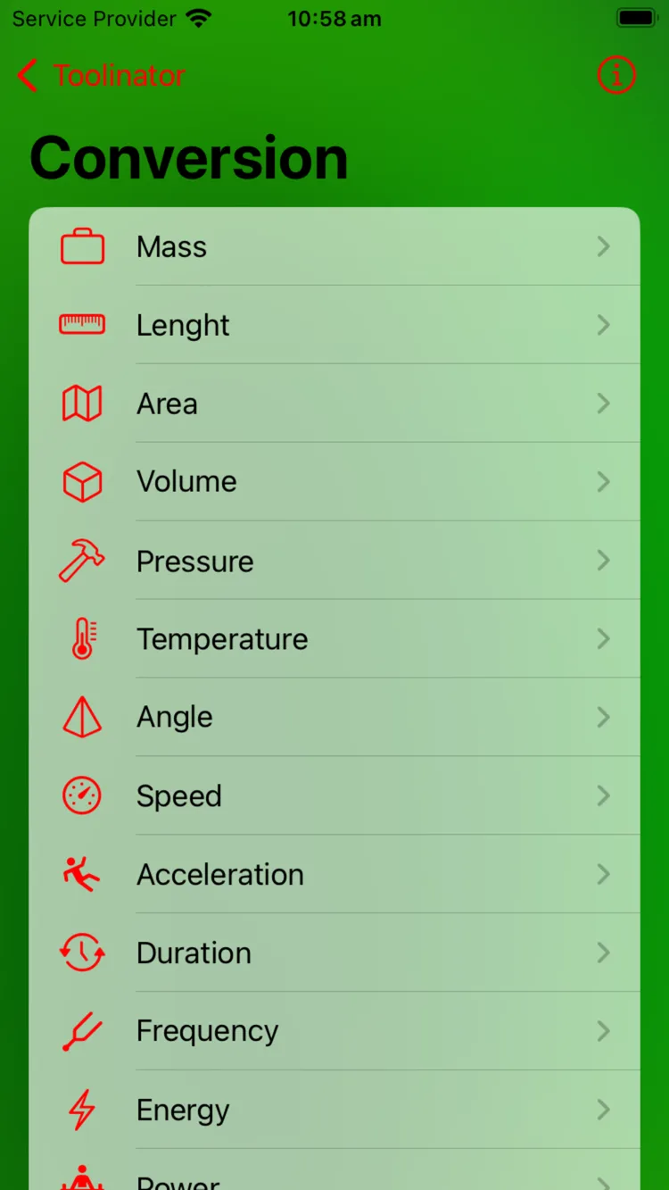Toolinator conversion categories